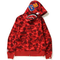 Bape Color Camo Shark Full Zip Hoodie βRedβ